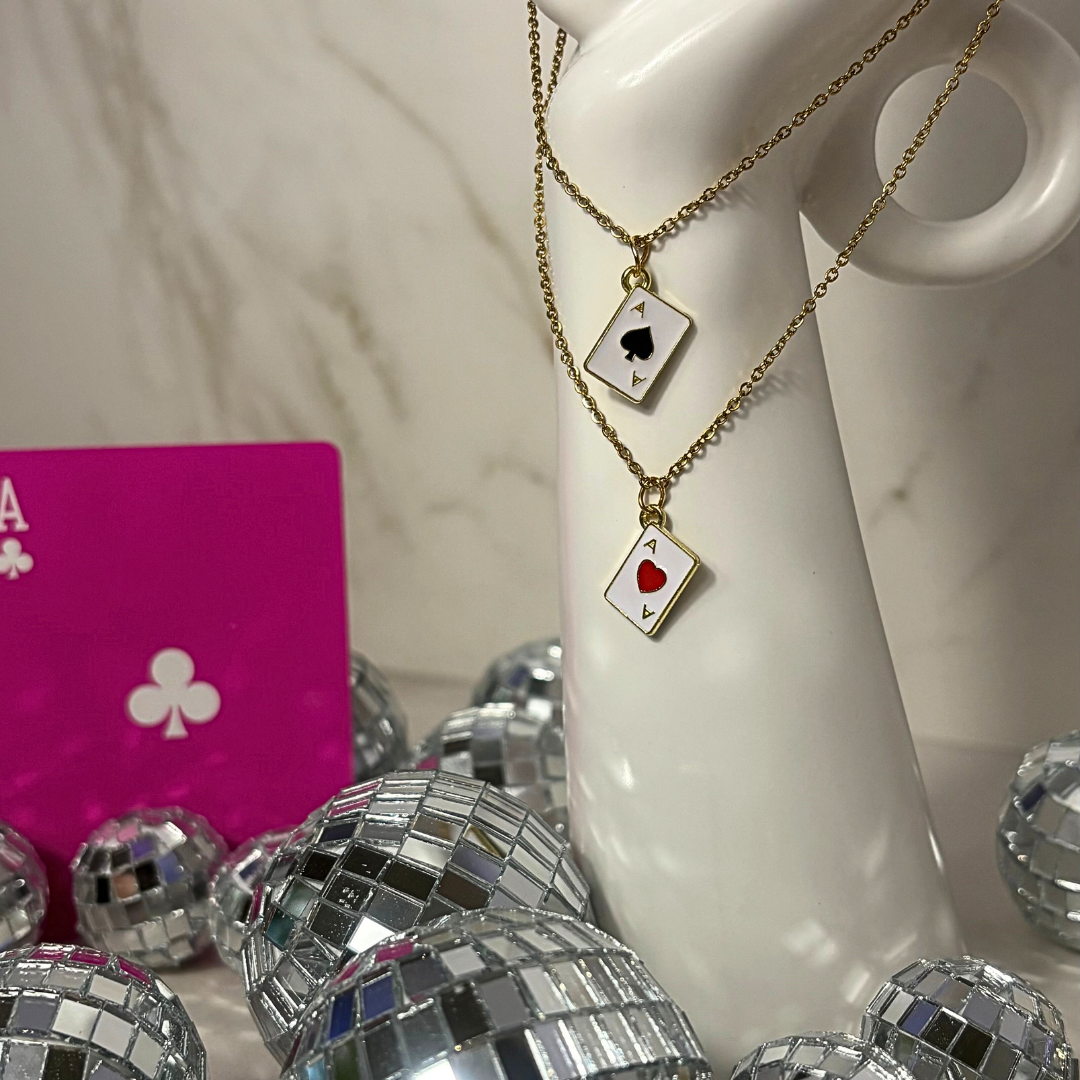 Ace up Your Neckline, Ace card charm necklace - Black