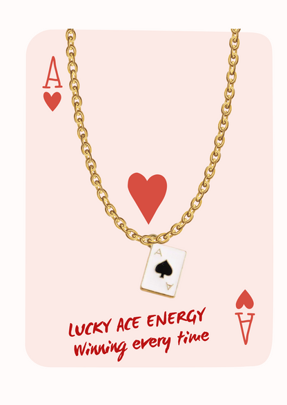 Ace up Your Neckline, Ace card charm necklace - Black